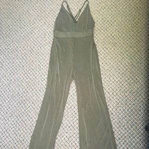 Army green and black striped jumpsuit